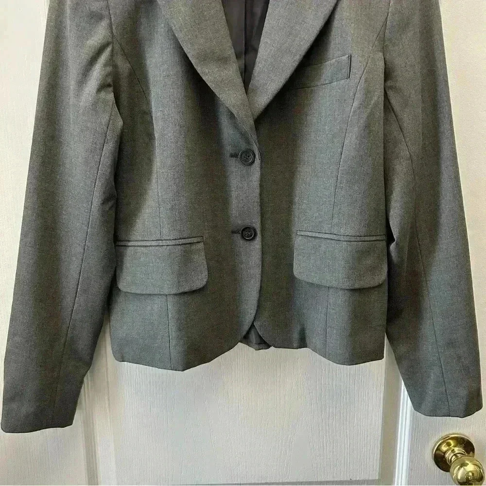 Michael Kors Grey Blazer Fitted Single Breasted Classic Size 4 - Picture 7 of 16